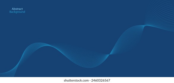 Vector abstract blue background with dynamic blue waves, lines and particles.	
