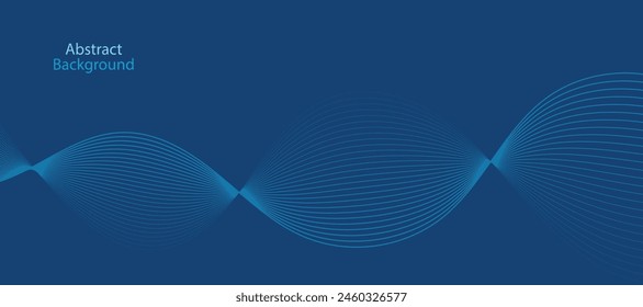 Vector abstract blue background with dynamic blue waves, lines and particles.	
