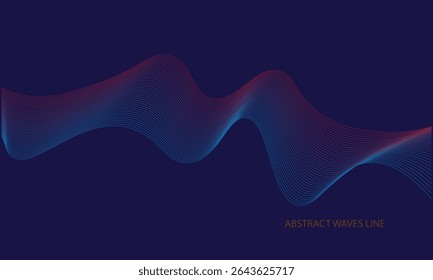 Vector abstract blue background with dynamic blue waves, lines and particles.Futuristic technology background.Blue line wave light screen abstract illustration.
