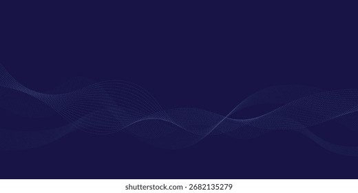 Vetor abstrato fundo azul com ondas, linhas e partículas azuis dinâmicas.	

