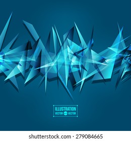 Vector abstract blue background of fragments. Illustration of triangles