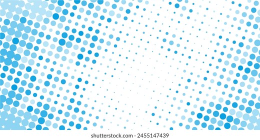Vector abstract blue background frame of geometric shapes. Circular ornament. Pattern of dots, particles, molecules, fragments. Poster for technology, medicine, presentations, business.