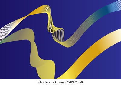 Vector abstract blue background with Golden waves