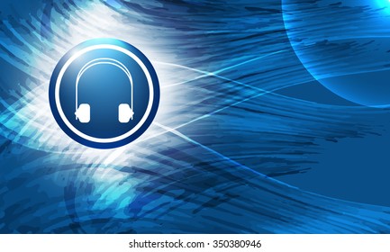 Vector abstract blue background and headphones