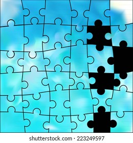 Vector Abstract blue background made from white puzzle pieces and place for your content