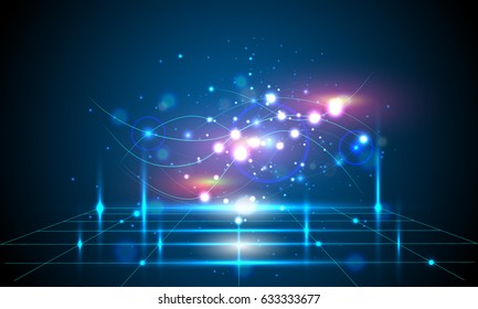 Vector Abstract blue background is a technology line with light effects
