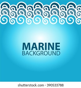 Vector abstract blue background with waves and inscription