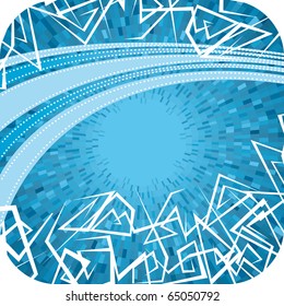 Vector Abstract blue  background with zigzag and wave elements