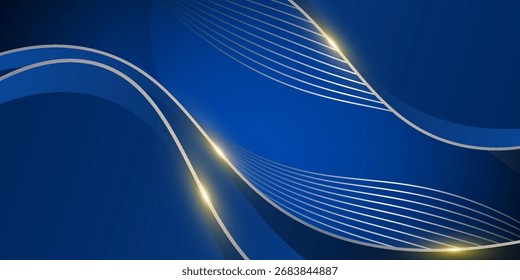 Vector abstracto, fondo de color negro azul, patrón de línea de oro de onda de lujo, ilustración de Diseño gráfico moderno para invitar, premium, Plantilla Vip, Anuncio de negocios o futurista