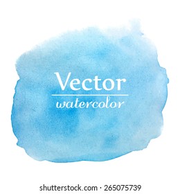 Vector abstract blue blot. Bright ink design spot isolated on white. Abstract paint illustration. Sea style. Background for banner, card, poster, poster, identity,web design.