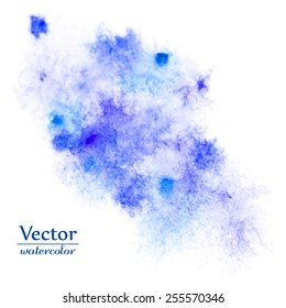Vector abstract blue blots. Bright ink design spots isolated on white. Abstract paint illustration. Liquid. Space style. Background for banner, card, poster, poster, identity,web design.