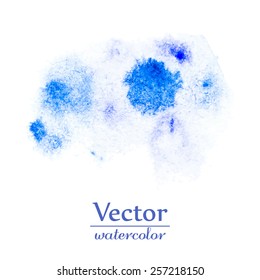 Vector abstract blue blots. Bright ink design spots isolated on white. Abstract paint illustration. Liquid. Space style. Background for banner, card, poster, poster, identity,web design.