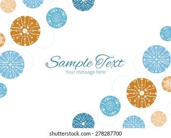 Vector abstract blue brown vintage circles back horizontal double corners frame invitation template