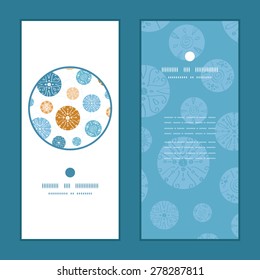 Vector abstract blue brown vintage circles back vertical round frame pattern invitation greeting cards set