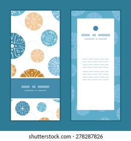 Vector abstract blue brown vintage circles back vertical frame pattern invitation greeting cards set