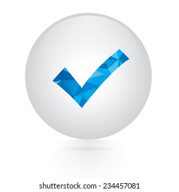 Vector - abstract blue confirm icon. circular button 