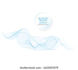 Vector abstract blue curved lines background. Brochure design template.