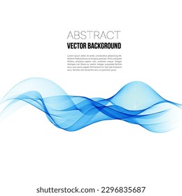 Vector abstract blue curved lines background. Brochure template