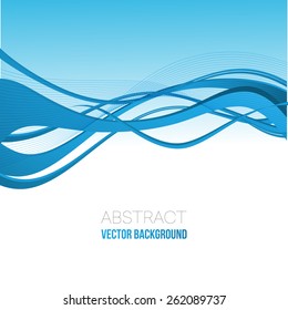 Vector Abstract blue curved lines background. Template brochure design