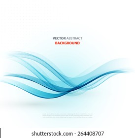 Vector Abstract blue curved lines background. Brochure or site design.