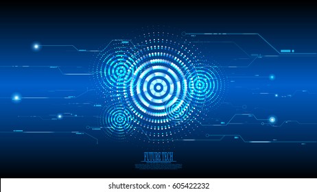 Vector abstract blue cyber circuit background, future tech
