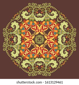 Vector abstract blue decorative floral ethnic ornamental illustration