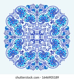 Vector abstracto azul decorativo floral étnico ilustración ornamental. 