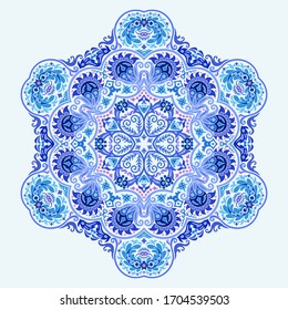 Vector abstracto azul decorativo floral étnico ilustración ornamental. 