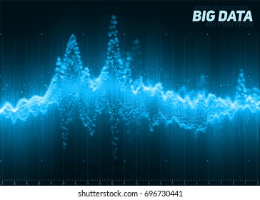 Vector abstract blue financial big data graph visualization. Futuristic infographics aesthetic design. Visual information complexity. Intricate data threads chart. Business analytics