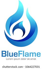 Vector abstract, blue flame symbol