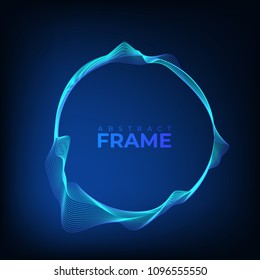 Vector abstract blue frame isolated on blue background.