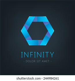 Vector abstract blue geometric shape construction, infinite, loop logo, company identity. 