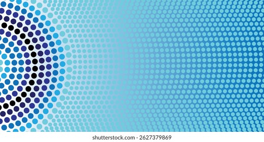 Vector abstract blue gradient background. Pattern of dots, particles, molecules, fragments. Poster for technology, medicine, presentations, business.