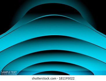 Vector abstract blue gradient curved design template - Vector reflective background  illustration