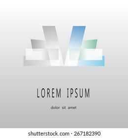 vector abstract blue green building and logo , building composition sign