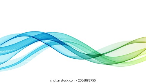 Vector abstract blue green flowing wave lines background. Design element for presentation, cover, website template. Blend lines