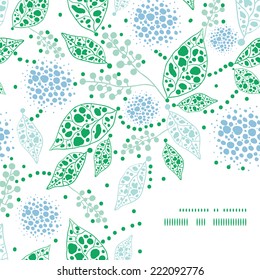Vector abstract blue and green leaves frame corner pattern background