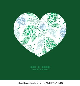 Vector abstract blue and green leaves heart silhouette pattern frame