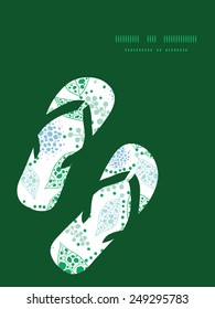 Vector abstract blue and green leaves flip flops silhouettes pattern frame