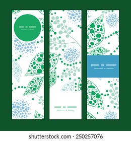 Vector abstract blue and green leaves vertical banners set pattern background
