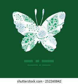 Vector abstract blue and green leaves butterfly silhouette pattern frame