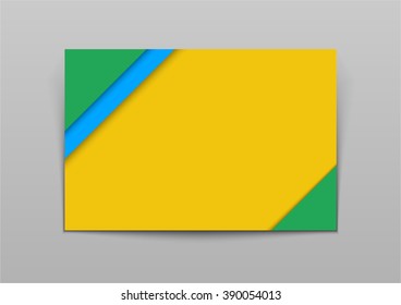 Vector abstract blue, green and yellow horizontal banner, modern material background
