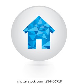 Vector - abstract blue home icon. circular button 