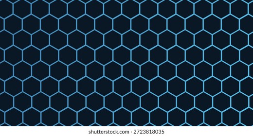 Fondo abstracto de la línea del hexágono de la luz azul del Vector. Tecnología concepto poligonal.