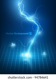 Vector abstract blue lightning flash background.