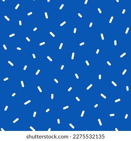 Vector abstract blue monochrome seamless pattern with chaotic lines. Kawaii background