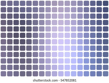 Vector abstract blue mosaic background with rounded square tiles over white, horizontal format.