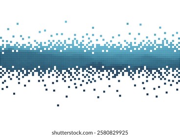 Vector abstract blue mosaic checked pattern pixelated landscape concept background