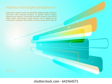Vector abstract blue and orange background with perspective rectangle