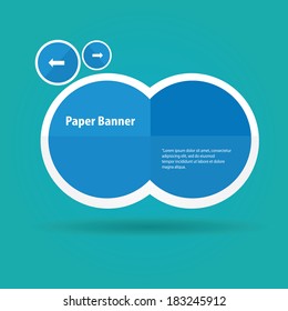 vector abstract blue paper banner or speech bubble on stylish turquoise background